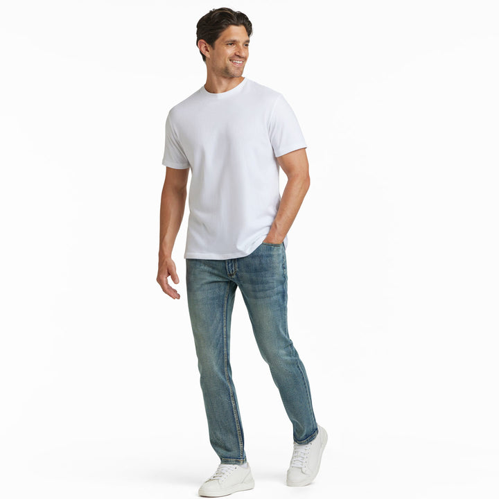 Ash & Erie White Crew Neck T-Shirt for Short Men   Short Sleeve Tee
