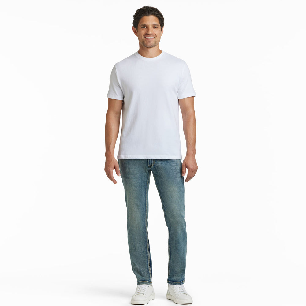 Ash & Erie White Crew Neck T-Shirt for Short Men   Short Sleeve Tee