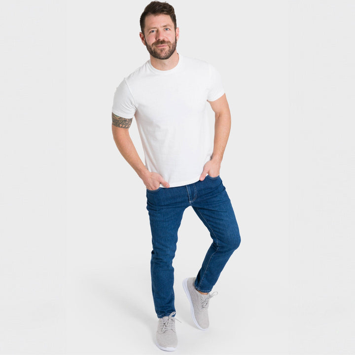 Ash & Erie White Crew Neck T-Shirt for Short Men   Short Sleeve Tee