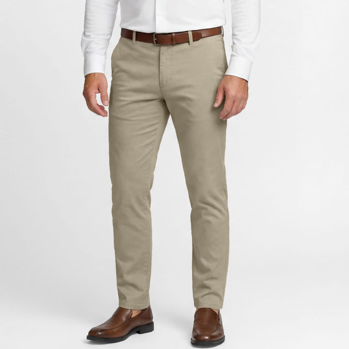 Ash & Erie Khaki Lightweight Signature Chinos for Short Men   Signature Chino Pants