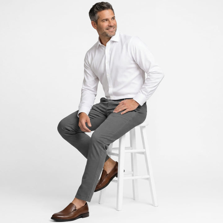 Ash & Erie Smoke Grey Lightweight Signature Chinos for Short Men   Signature Chino Pants