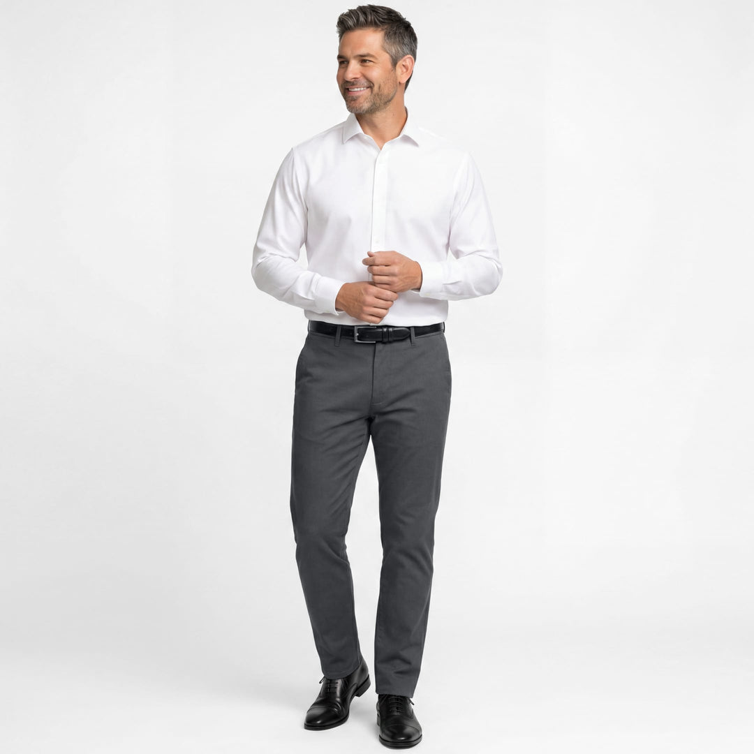 Ash & Erie Straight Fit Charcoal Signature Chinos for Short Men   Signature Straight Fit Chino