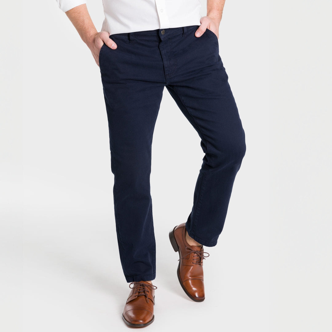 Ash & Erie Straight Fit Navy Washed Stretch Chino for Short Men   Standard Fit Chino