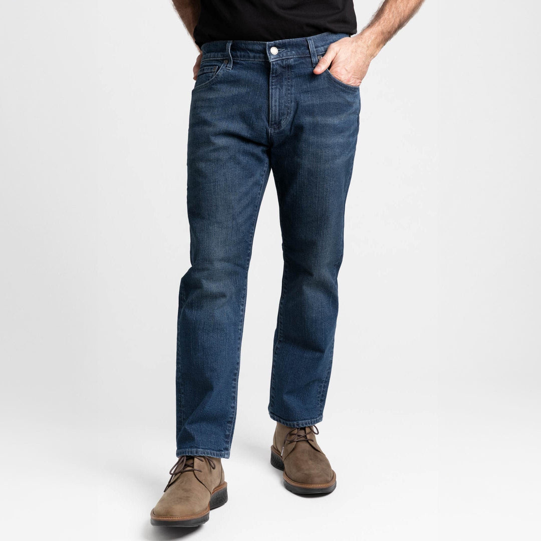 Ash & Erie Straight Fit Deep Sea Wash Denim Jeans for Short Men   Standard Fit Jeans