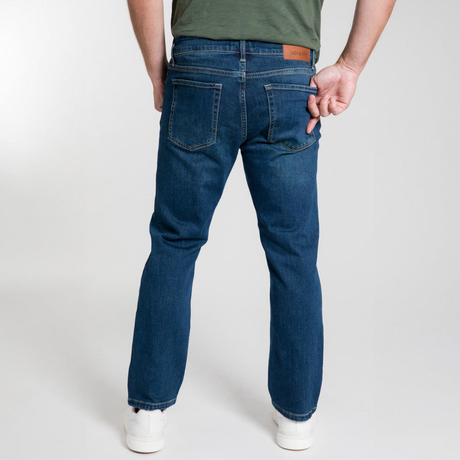 Ash & Erie Straight Fit Original Wash Denim Jeans for Short Men