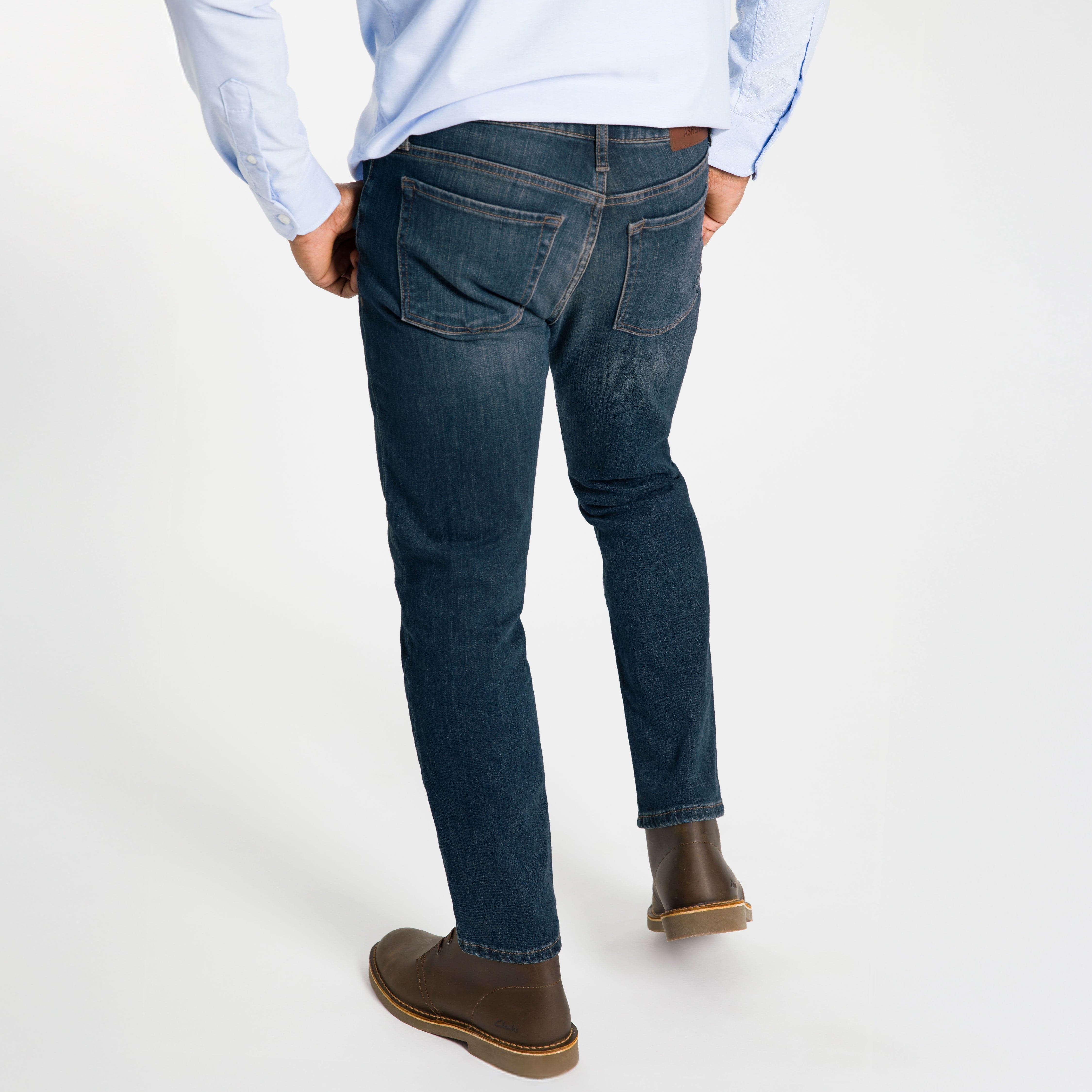 Ash & Erie Straight Fit Dark Wash Denim Jeans for Short Men   Straight Fit Jeans