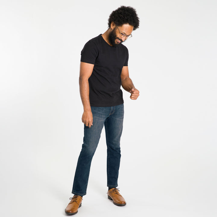 Ash & Erie Straight Fit Dark Wash Denim Jeans for Short Men   Straight Fit Jeans