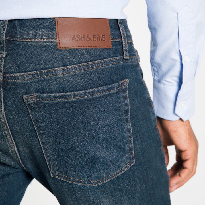 Ash & Erie Straight Fit Dark Wash Denim Jeans for Short Men   Straight Fit Jeans