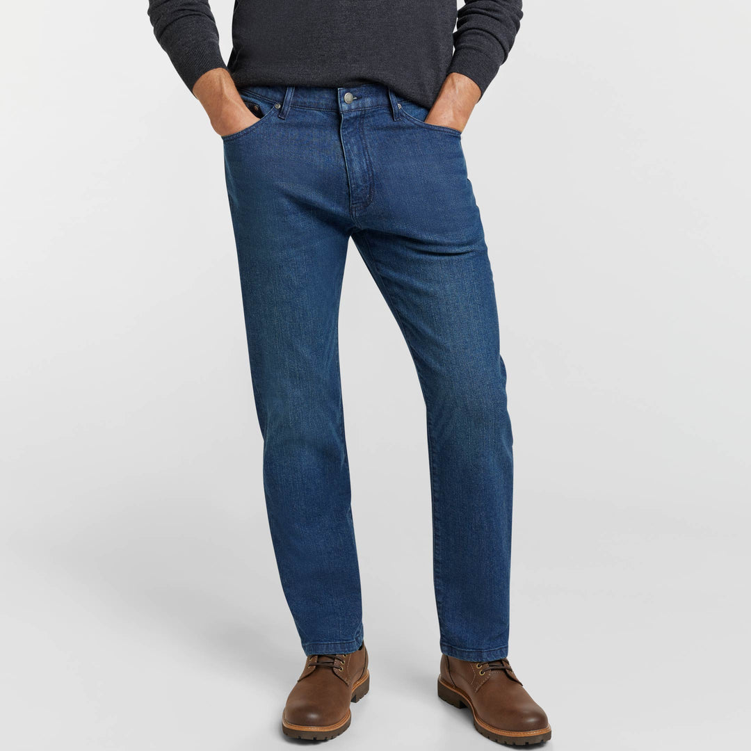 Ash & Erie Straight Fit Deep Sea Wash Denim Jeans for Short Men   Straight Fit Jeans