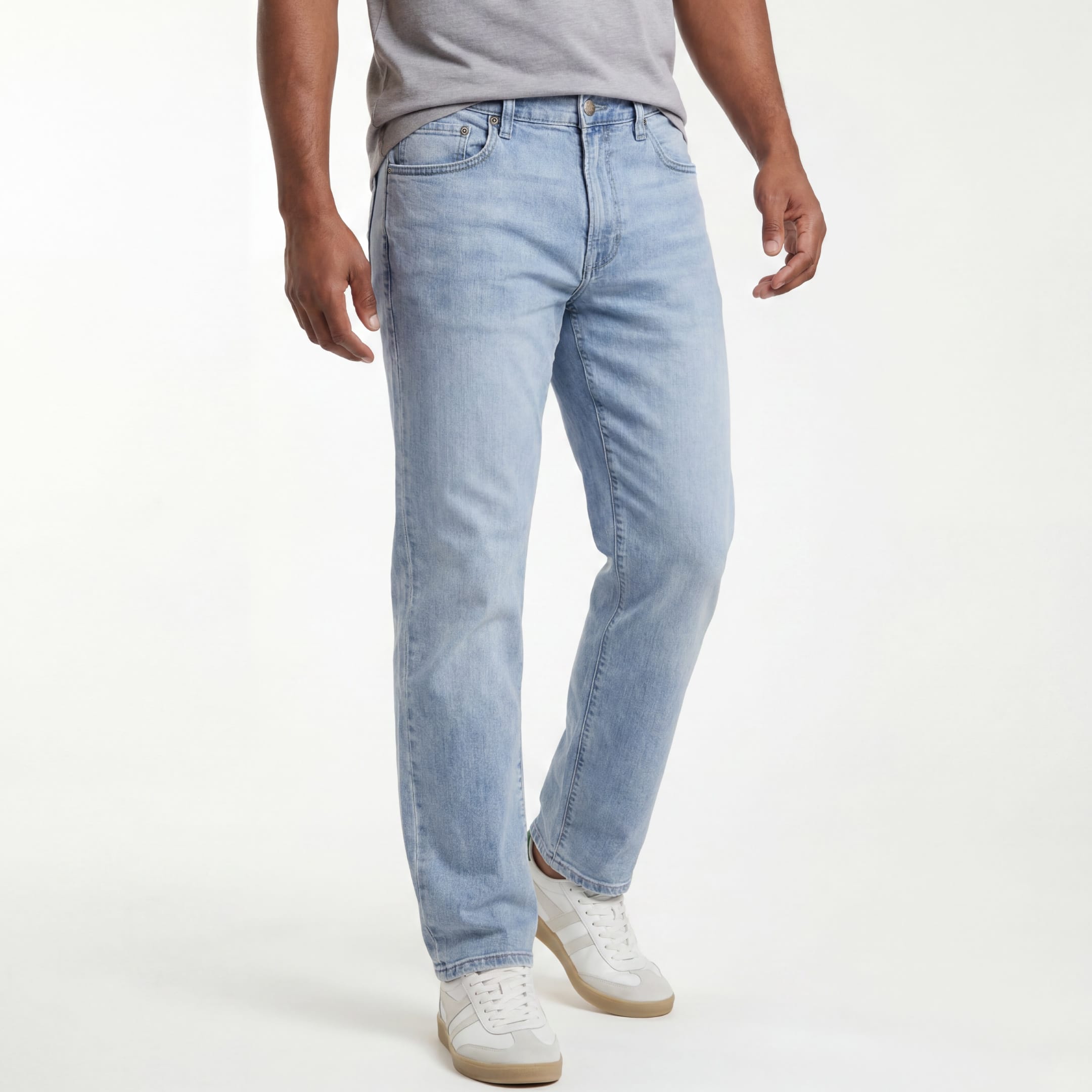 Ash & Erie Straight Fit Light Wash Denim Jeans for Short Men   Straight Fit Jeans