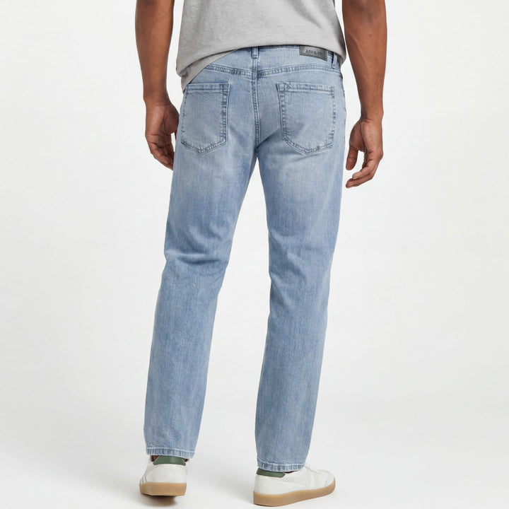 Ash & Erie Straight Fit Light Wash Denim Jeans for Short Men   Straight Fit Jeans