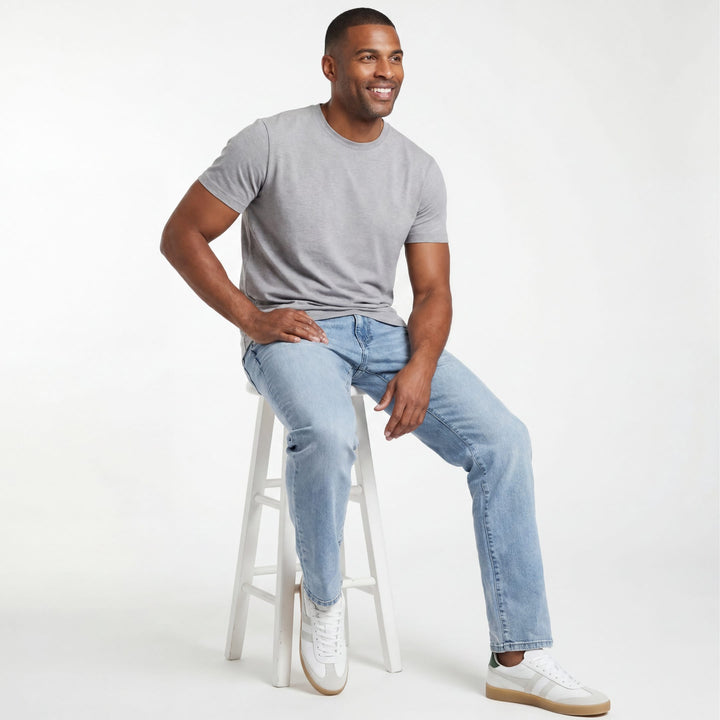Ash & Erie Straight Fit Light Wash Denim Jeans for Short Men   Straight Fit Jeans