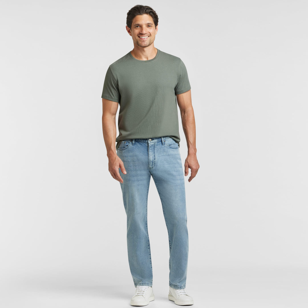 Ash & Erie Straight Fit Light Wash Denim Jeans for Short Men   Straight Fit Jeans