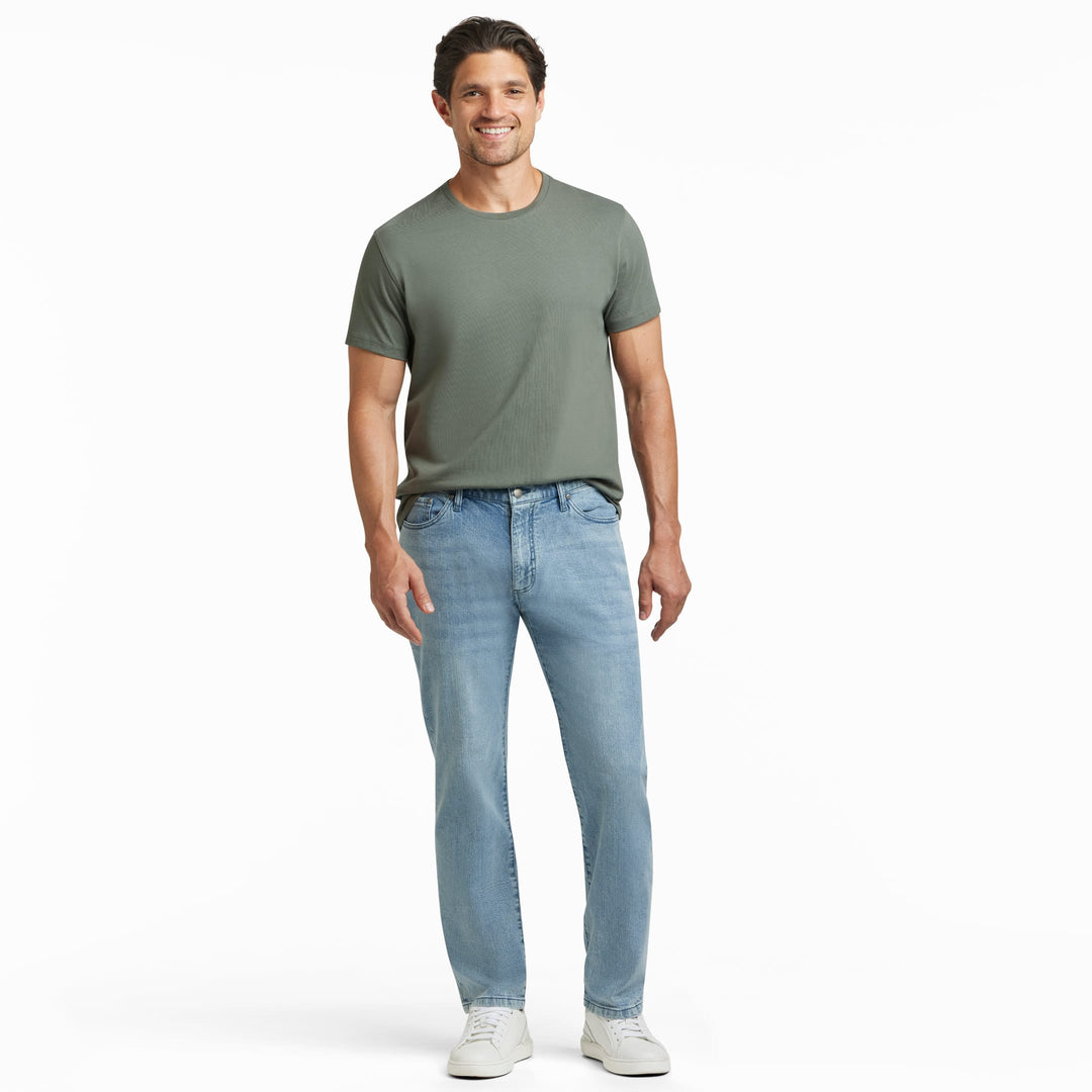 Ash & Erie Straight Fit Light Wash Denim Jeans for Short Men   Straight Fit Jeans