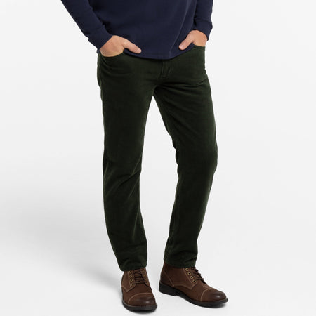 Ash & Erie Green Stretch Corduroy Pant for Short Men