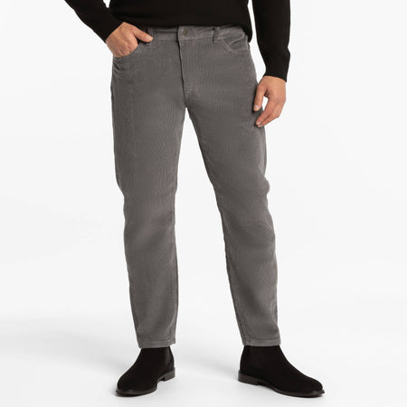 Ash & Erie Grey Stretch Corduroy Pant for Short Men