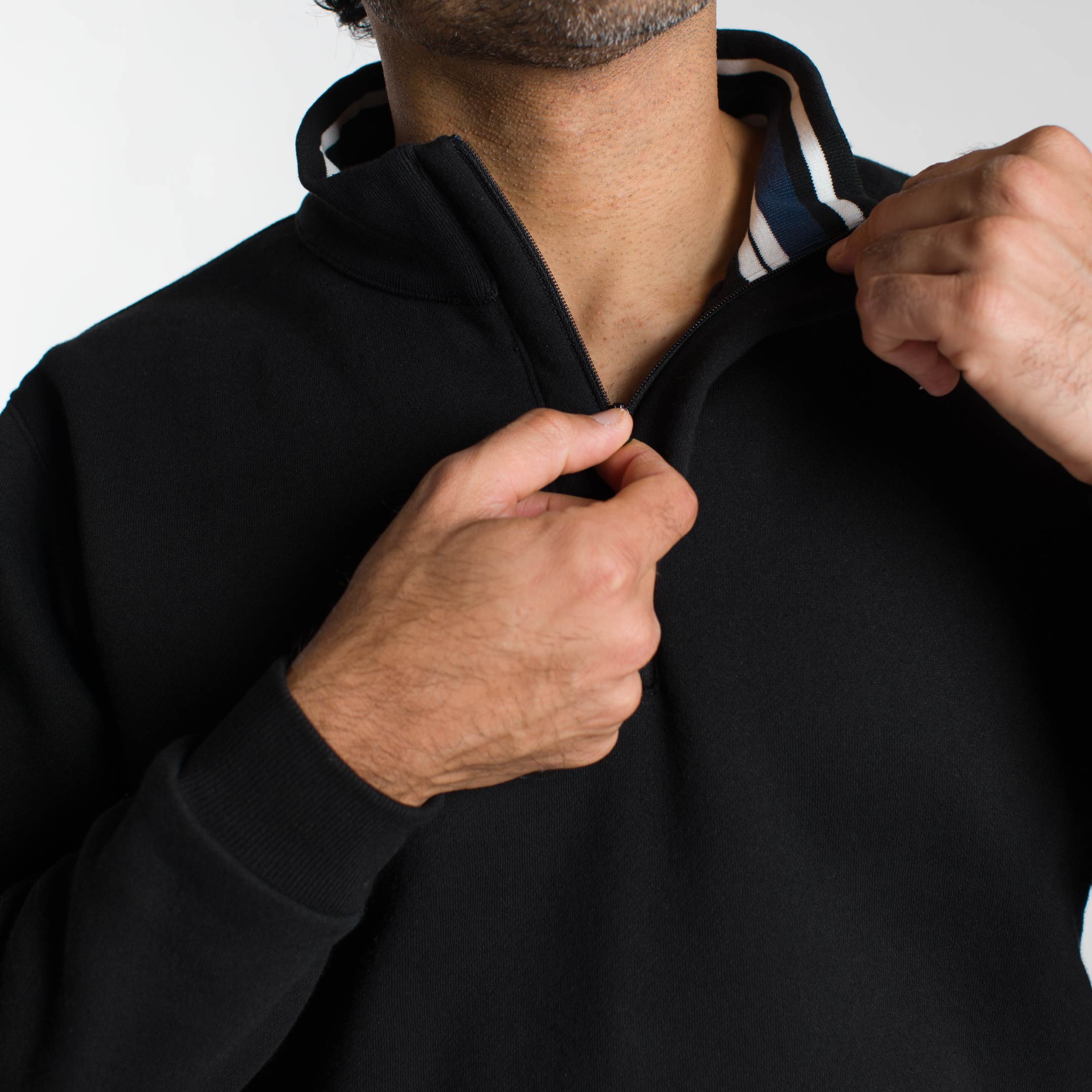 Ash & Erie Black Quarter-Zip Sweatshirt for Short Men   Sweater