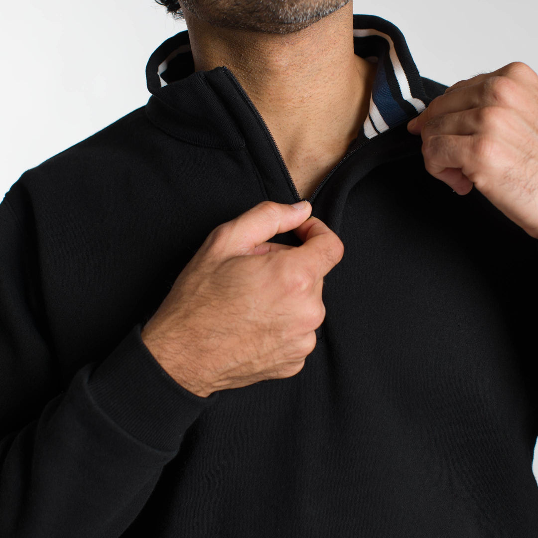 Ash & Erie Navy Quarter-Zip Sweatshirt for Short Men