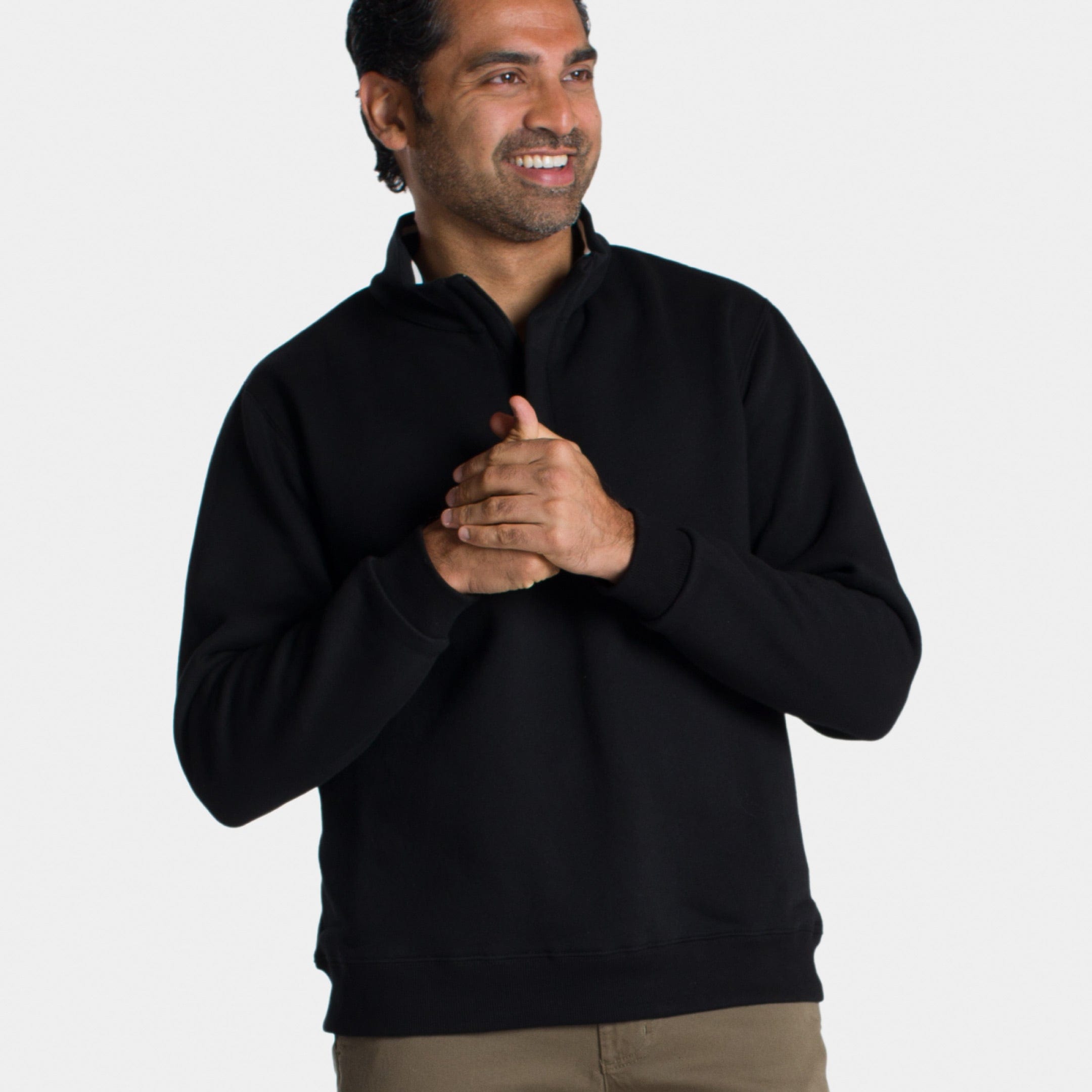 Ash & Erie Black Quarter-Zip Sweatshirt for Short Men   Sweater