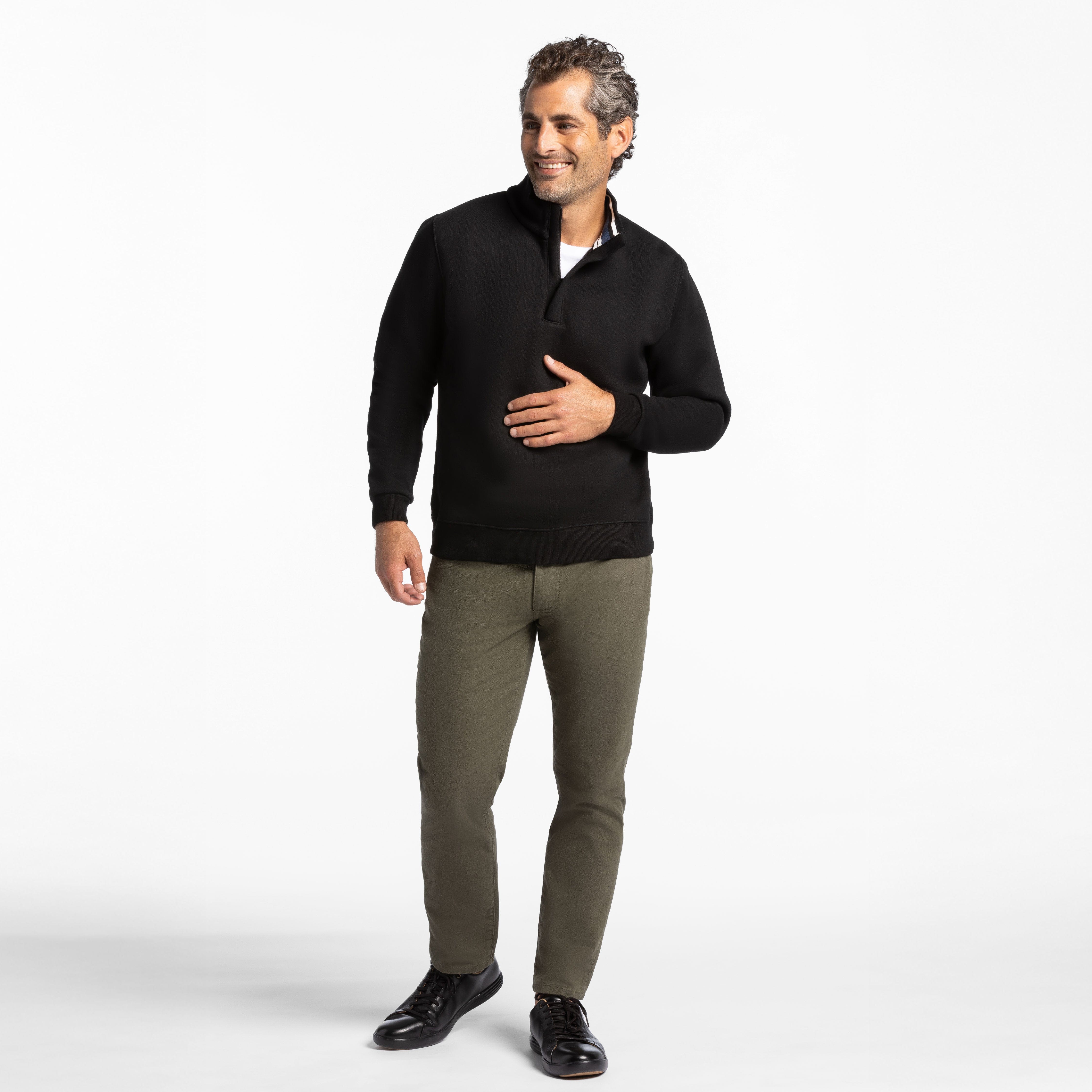 Ash & Erie Black Quarter-Zip Sweatshirt for Short Men Black / XS