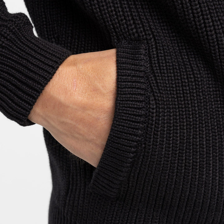 Black Waffle Knit Full-Zip Sweater for Short Men | Ash & Erie   Sweater