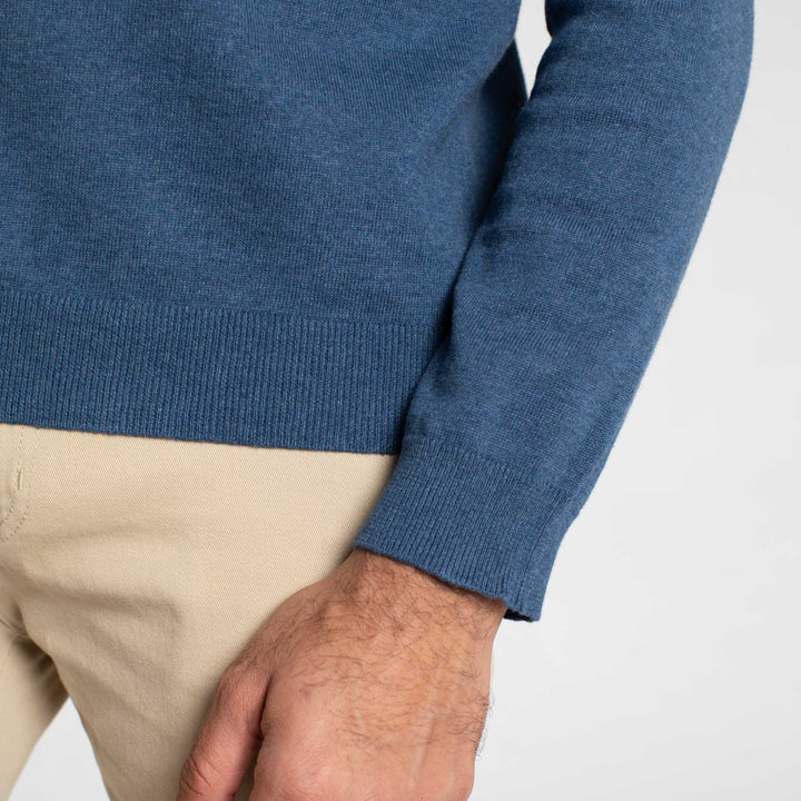 Buy Bright Blue Cotton Crew-Neck Sweater for Short Men | Ash & Erie   Sweater