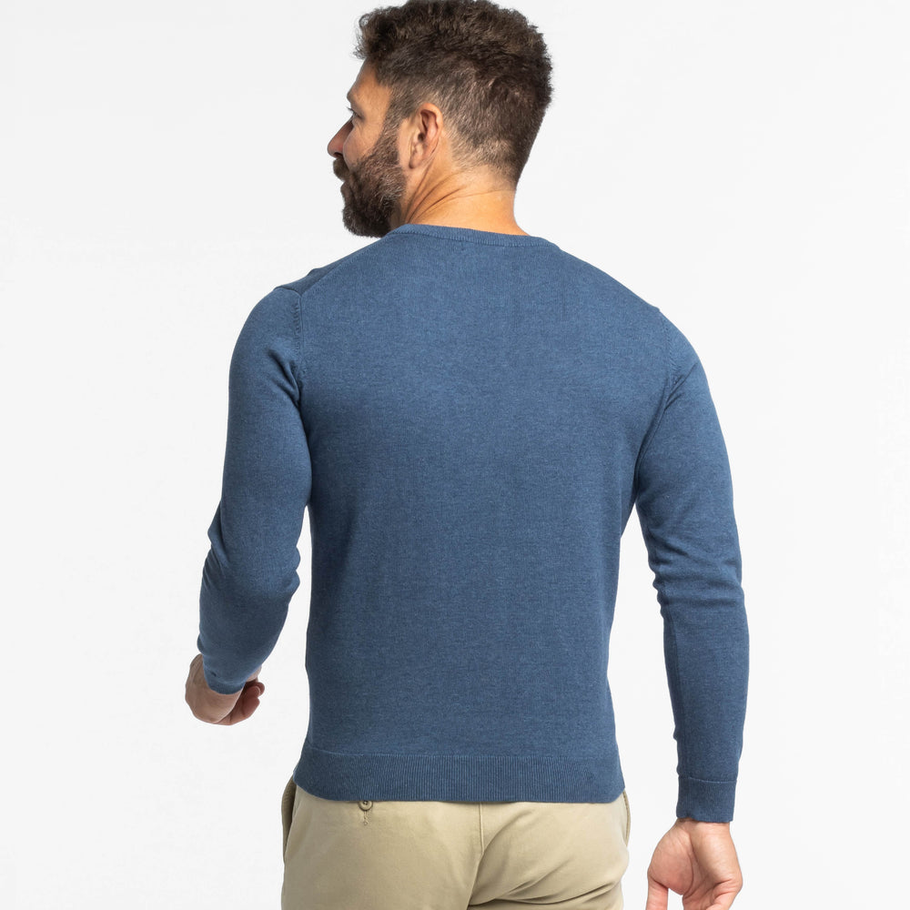 Buy Bright Blue Cotton Crew-Neck Sweater for Short Men | Ash & Erie   Sweater