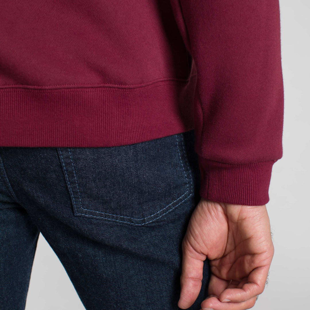 Ash & Erie Burgundy Quarter-Zip Sweatshirt for Short Men   Sweater
