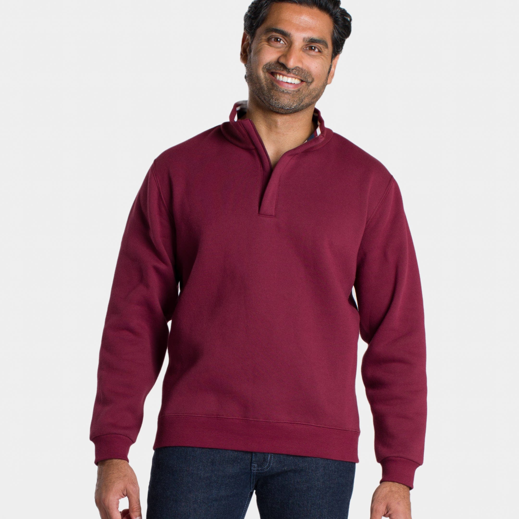 Ash & Erie Burgundy Quarter-Zip Sweatshirt for Short Men