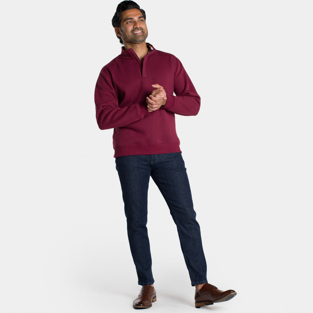 Ash & Erie Burgundy Quarter-Zip Sweatshirt for Short Men   Sweater