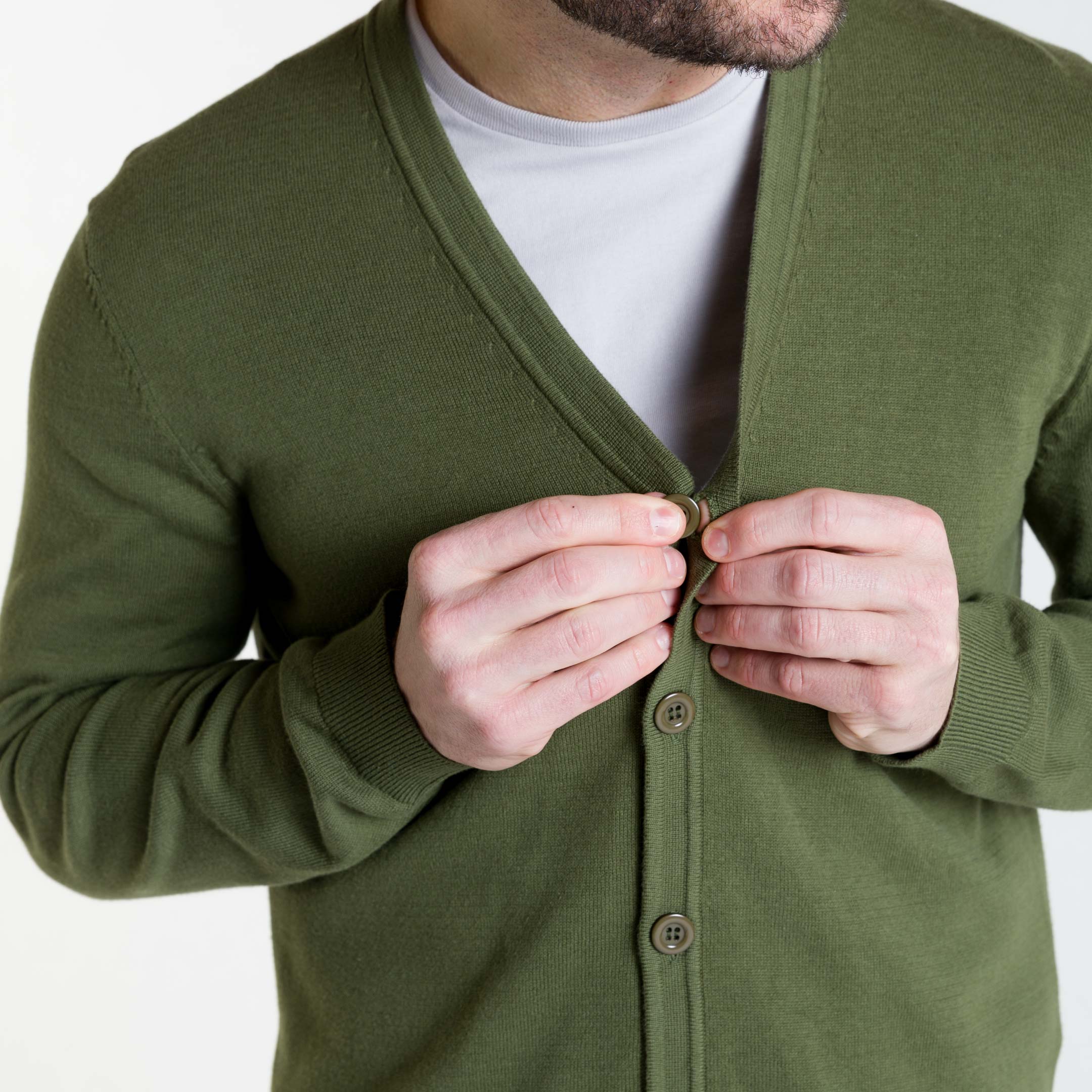 Ash & Erie Light Grey Cardigan Sweater for Short Men