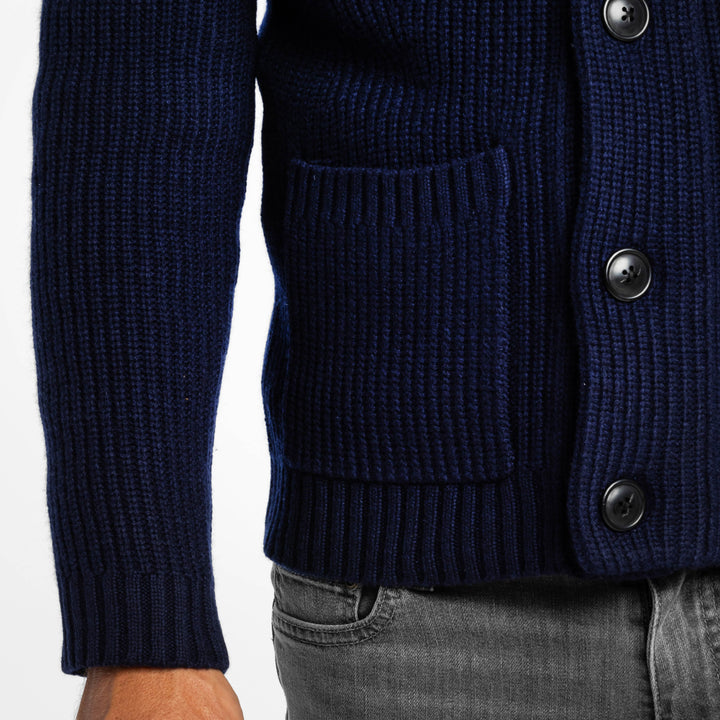 Ash & Erie Dark Navy Cashmere Shawl Cardigan Sweater for Short Men   Sweater