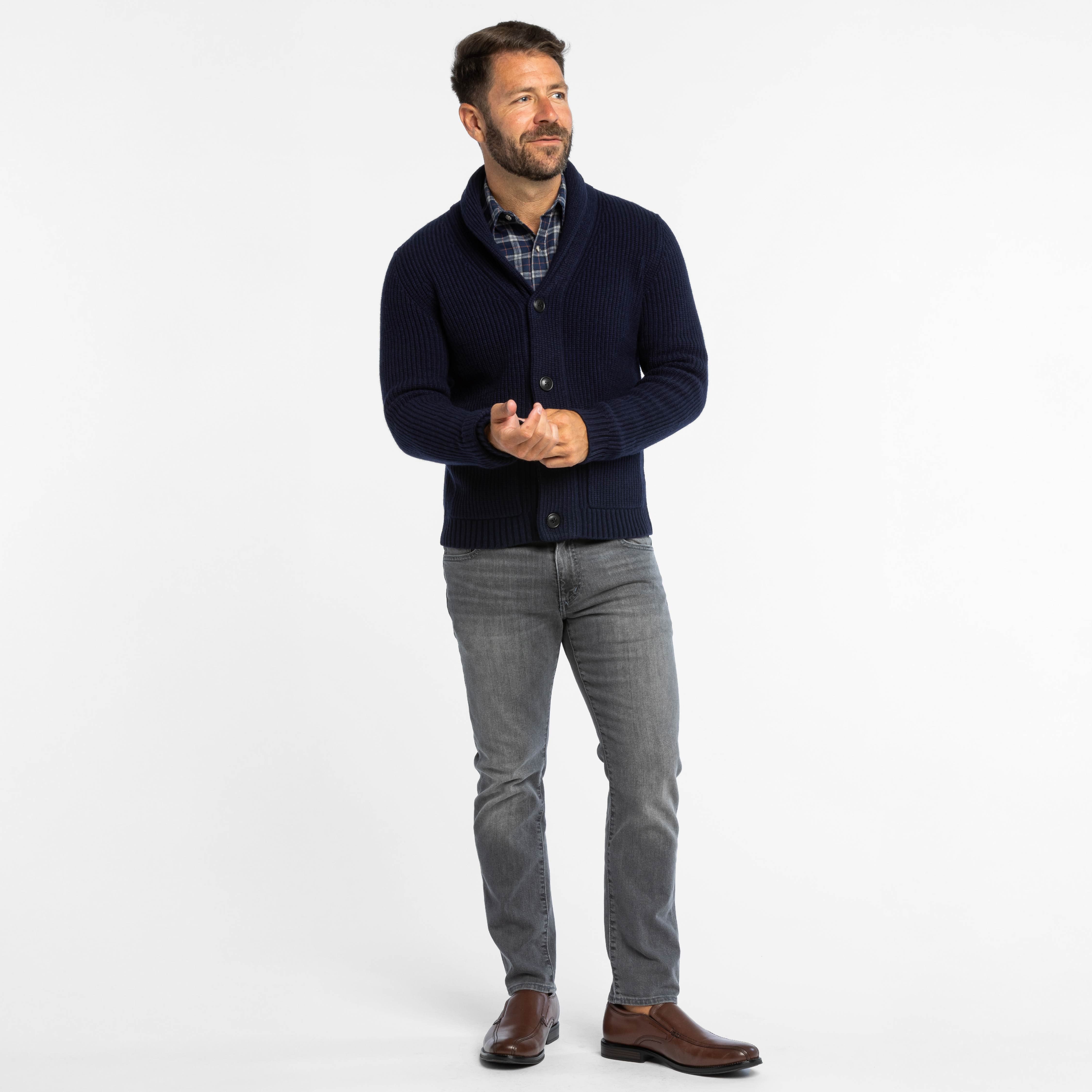 Steve Mcqueen Blue Cardigan Steve Mcqueen Shawl Collar Cardigan