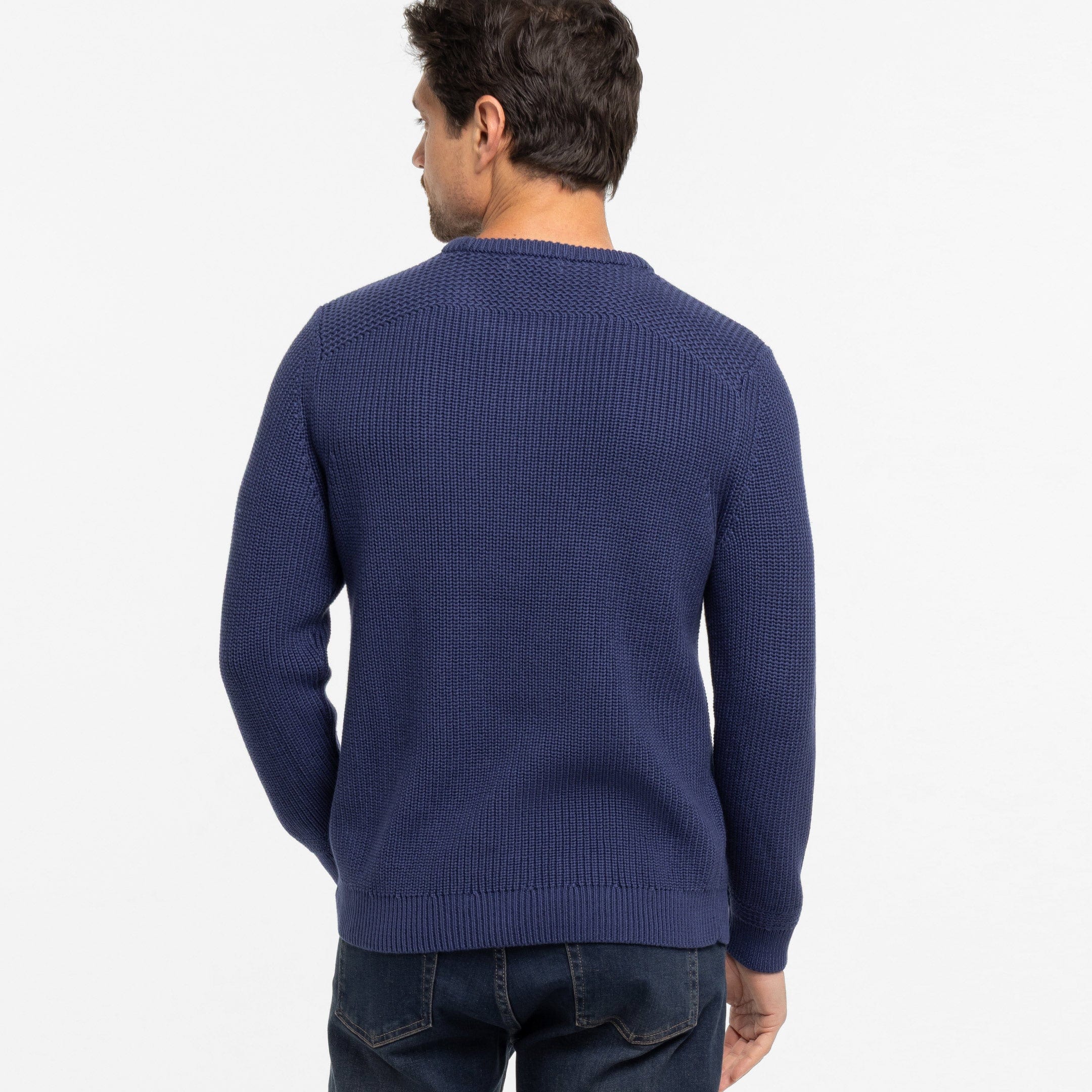 Ash & Erie Indigo Chunky Knit Sweater for Short Men   Sweater