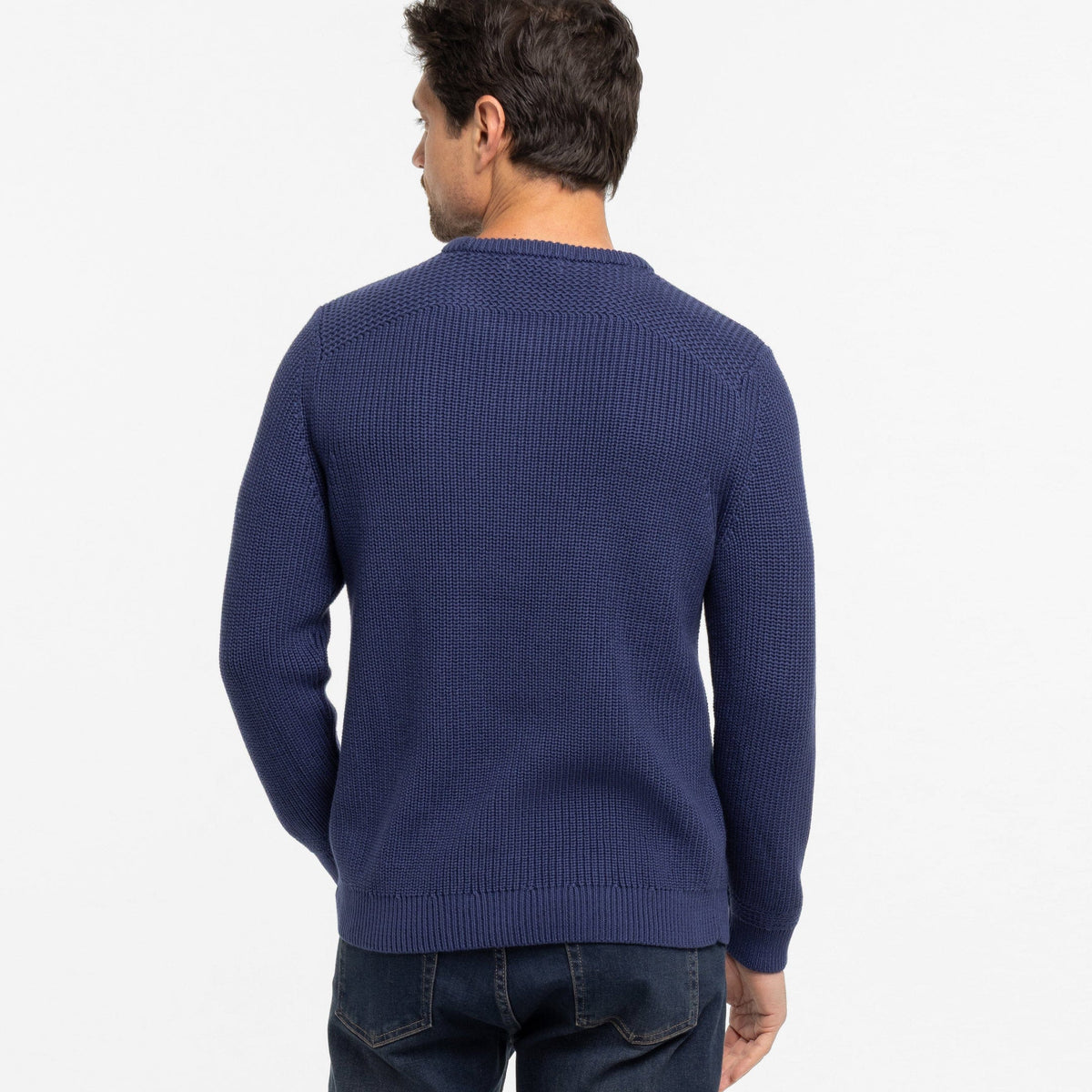 Ash & Erie Indigo Chunky Knit Sweater for Short Men