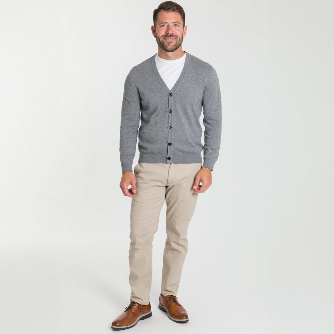 Ash & Erie Light Grey Cardigan Sweater for Short Men   Sweater