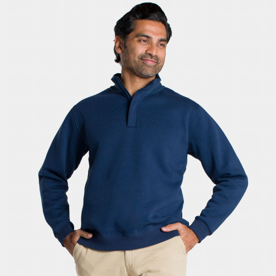 Ash & Erie Navy Quarter-Zip Sweatshirt for Short Men
