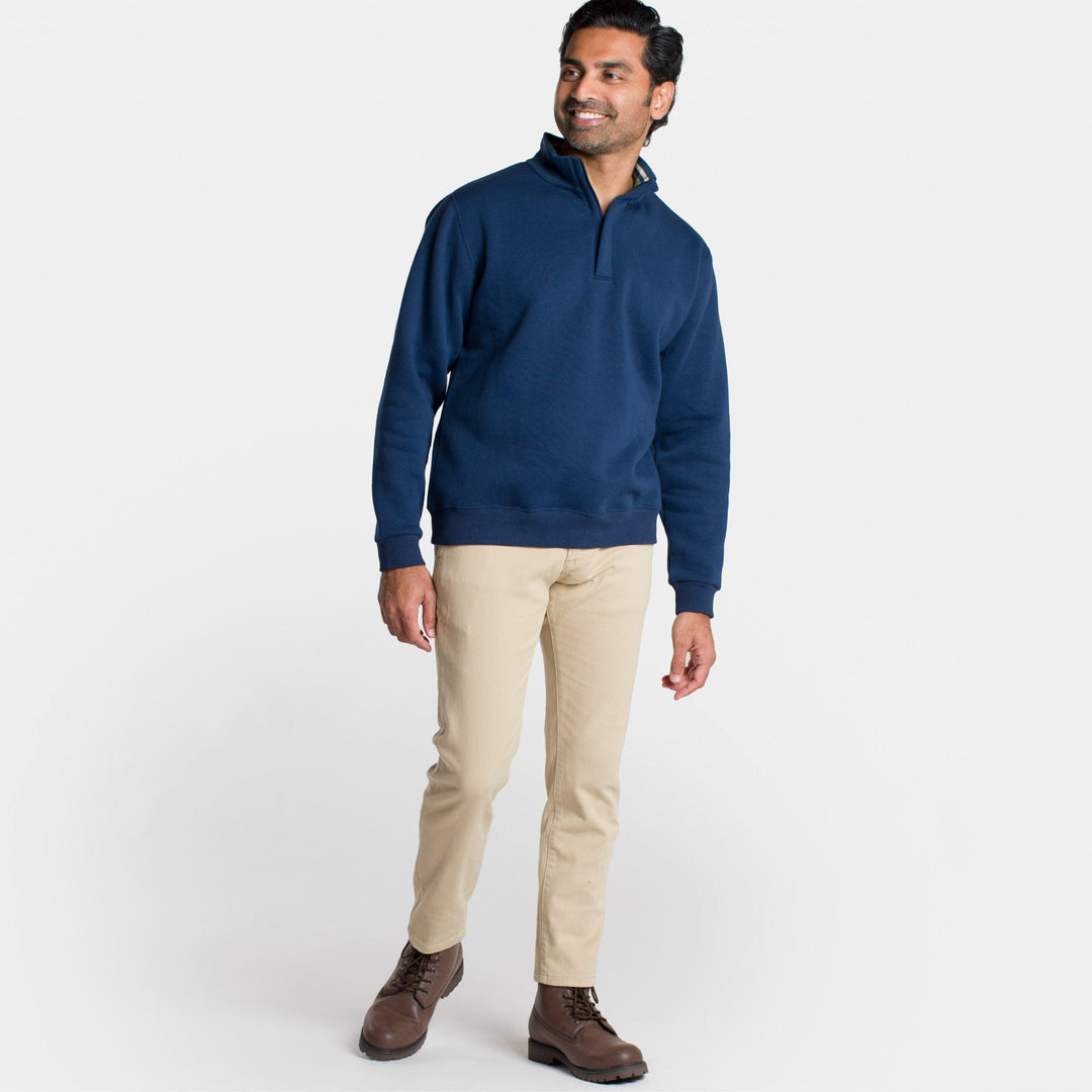 Ash & Erie Navy Quarter-Zip Sweatshirt for Short Men   Sweater
