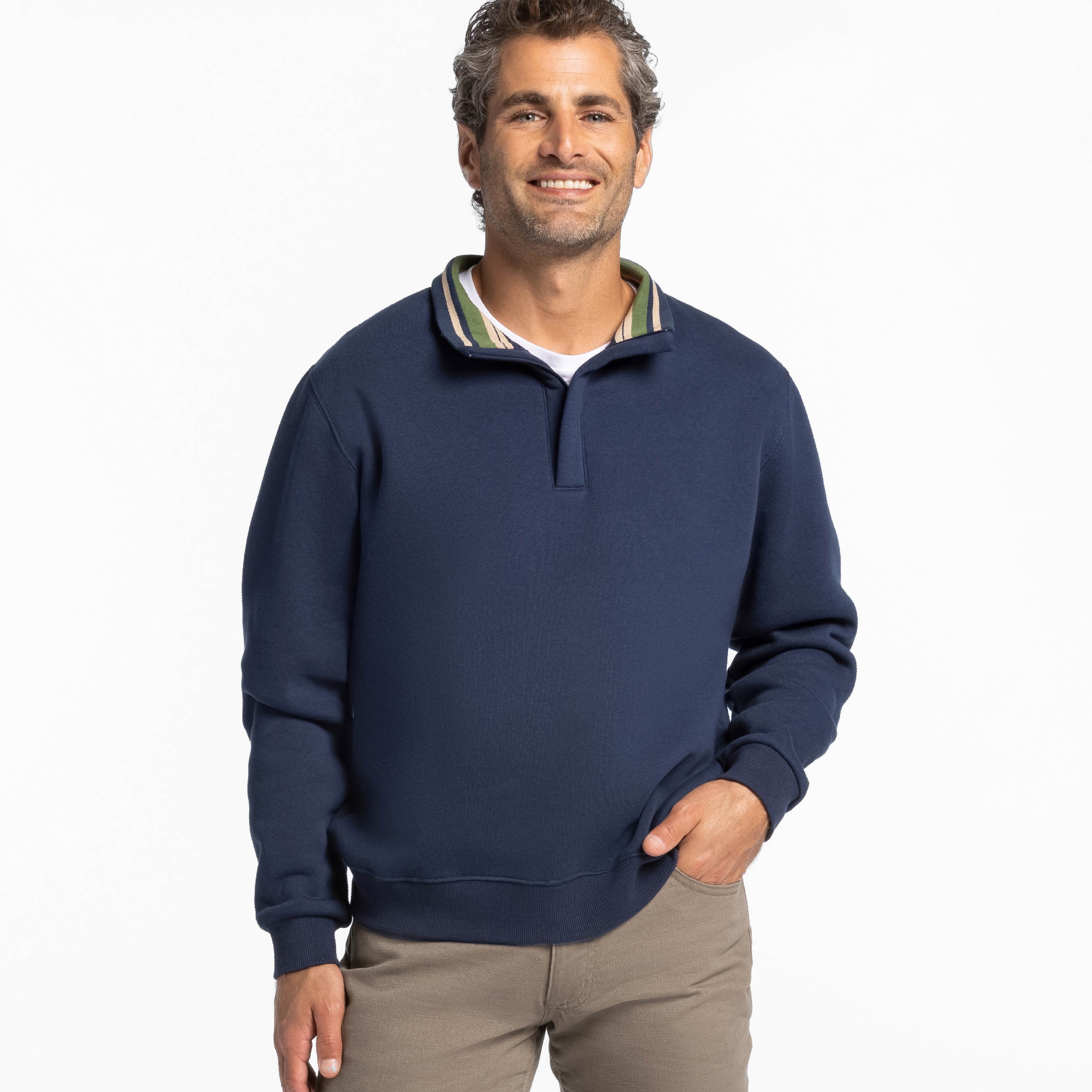 Ash Erie Navy Quarter Zip Sweatshirt for Short Men Navy M