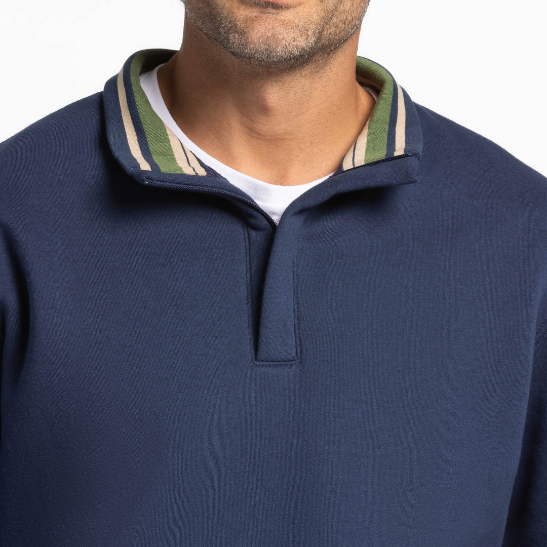 Ash & Erie Navy Quarter-Zip Sweatshirt for Short Men   Sweater