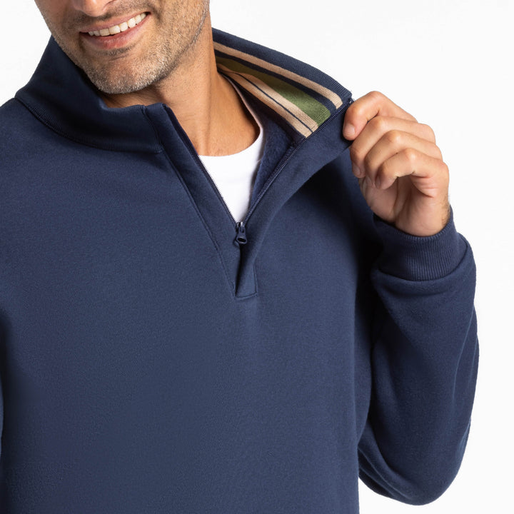 Ash & Erie Navy Quarter-Zip Sweatshirt for Short Men   Sweater