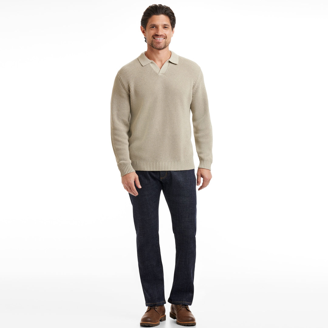 Oat Johnny Collar Sweater Polo for Short Men | Ash & Erie   Sweater Polo