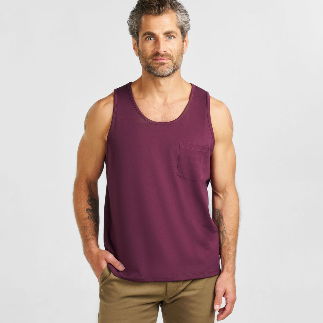Ash & Erie Burgundy Micro Pique Tank Top for Short Men Burgundy / XL