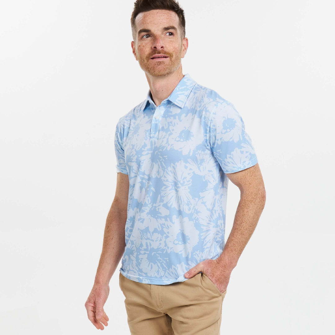 Ash & Erie Bermuda Blue Tech Polo Shirt for Short Men   Tech Polo Shirt