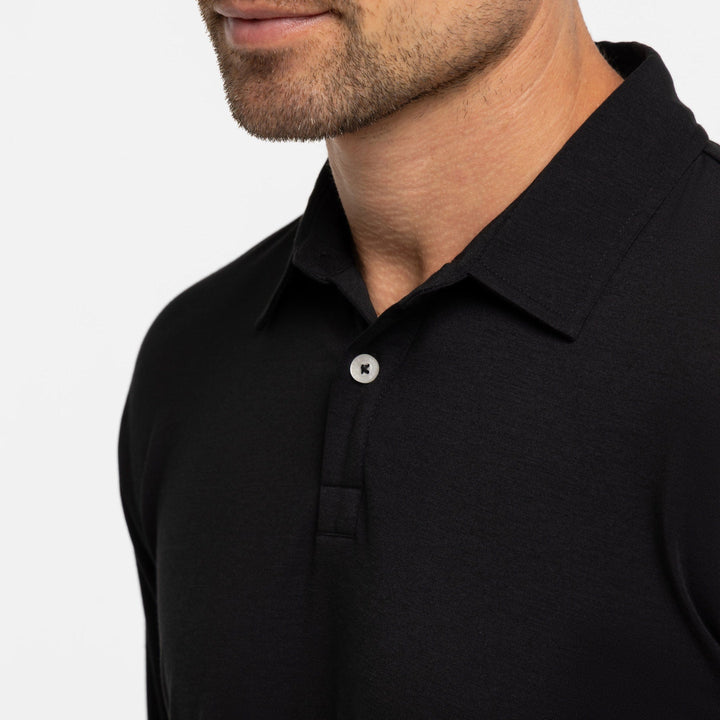Ash & Erie Black Long Sleeve Tech Polo Shirt for Short Men   Tech Polo Shirt
