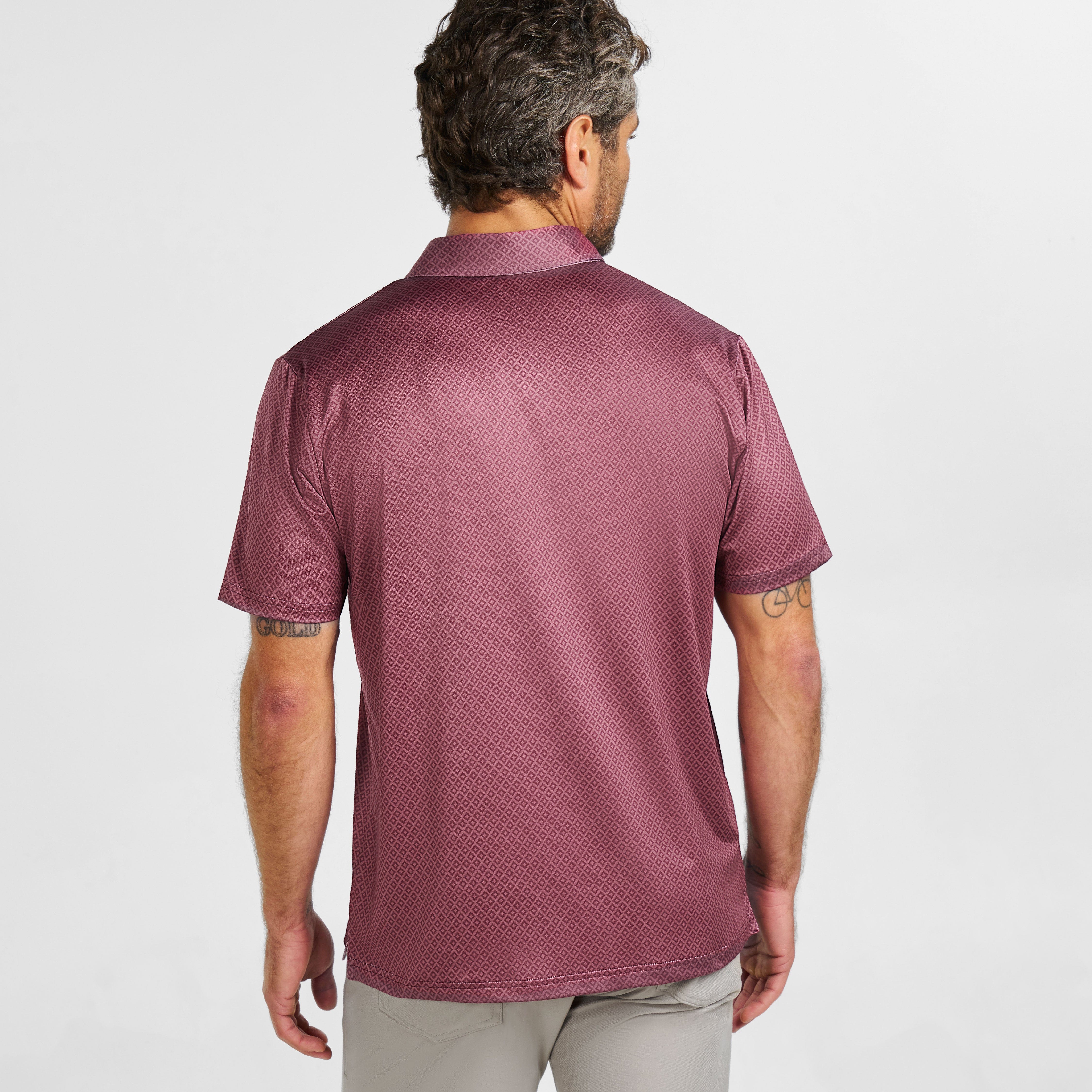 Ash & Erie Burgundy Links Tech Polo Shirt for Short Men Burgundy Links / M