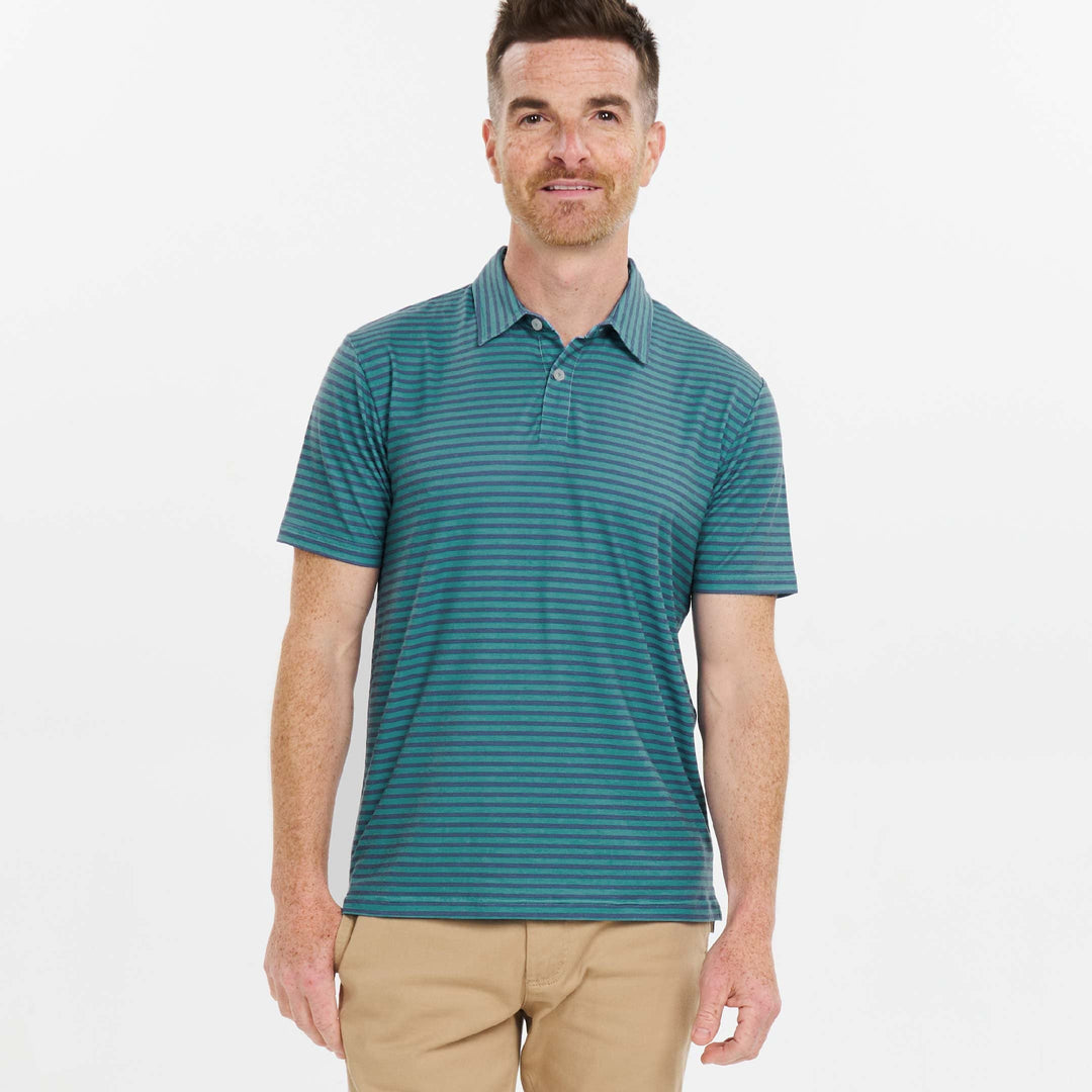 Ash & Erie Cayman Stripes Tech Polo Shirt for Short Men   Tech Polo Shirt