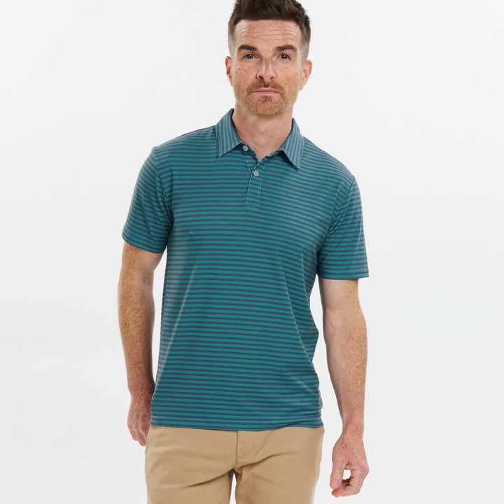 Ash & Erie Cayman Stripes Tech Polo Shirt for Short Men   Tech Polo Shirt