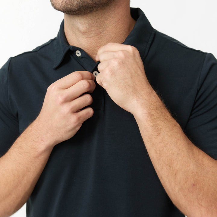 Ash & Erie Charcoal Tech Polo Shirt for Short Men   Tech Polo Shirt