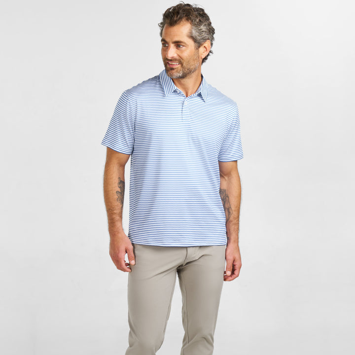 Ash & Erie Coastal Stripes Tech Polo Shirt for Short Men   Tech Polo Shirt
